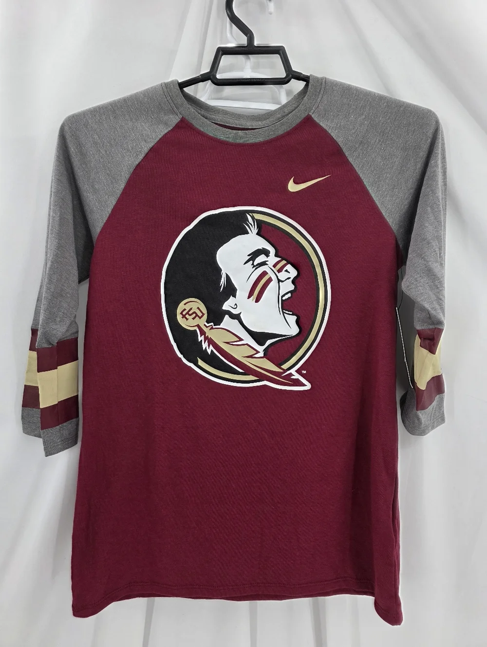 NWT‎ Nike Florida State Seminoles 3/4 Sleeve T-Shirt Womens Small Center Logo.